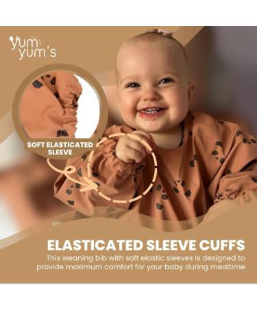 Yum Yum's Waterproof Silicone Baby Bibs with Long Sleeves | Coverall Bib for Infant Weaning | Panda Paws Design | 6-12 Months | Toddler Apron - Buy Online on SooperMarket.com