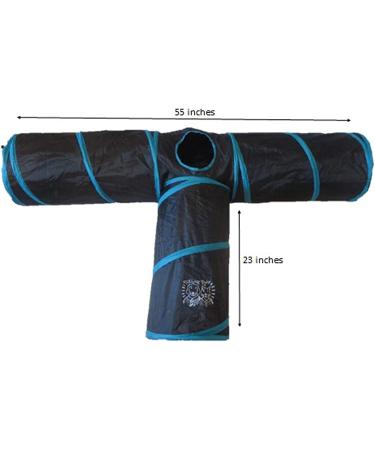 Feline Ruff Premium 3 Way Cat Tunnel - Extra Large 12 Diameter, Extra Long, Collapsible Play Toy for Cats and Other Pets - Black/Blue - Buy Online on SooperMarket.com