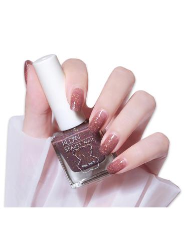 TBeautfave Glitter Pink Nail Varnish Purple Nail Polish Quick Dry Nail Polish Long Lasting Nail Polish Non-Toxic Nail Polishes No Need Cure Nail Gel Polish at Home Manicure 38 Taro flash