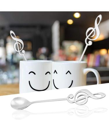 Stirring Spoon Stainless Steel Dessert Spoon Musical Note Coffee Drinking Stirring Spoons 15.5 * 2.5cm(Silver) - Buy Online on SooperMarket.com
