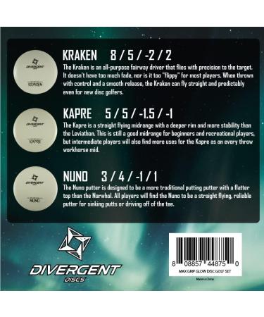 Divergent Discs 3-Disc Glow in The Dark Disc Golf Set - Bulk Disc Golf Equipment - Buy Online on SooperMarket.com