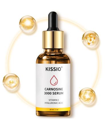 KISSIO Peptide Serum - Anti-Wrinkle Facial Serum with Peptides and Carnosine Vitamin C Hyaluronic Acid to Hydrating and Reduce Fine Lines Skin Care for Face Vegan 1 Fl Oz