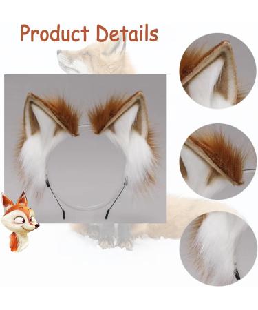 Mystiqut 1Pc Handmade Faux Fur Animal Ear Headband Fox Wolf Ears Headband Halloween Christmas Cosplay Party Costume Accessories Fluffy Wolf Fox Cat Ears Headband Costume Hair Hoop - Buy Online on SooperMarket.com