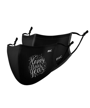 P.A.C.Lightweight 2-pack Premium Community mask mouth & nose mask makeshift mask super-thin everyday mask washable up to 90 easy to raise Oeko-Tex 100 reusable unity size Happynew Year + Total Black