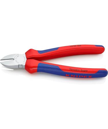 Knipex Diagonal Cutter chrome-plated with multi-component grips 180 mm (self-service card/blister) 70 05 180 SB Multi-component Grips Blue/Red 180 mm chrome-plated on self-service card - Buy Online on SooperMarket.com