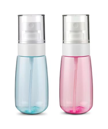 WLLHYF 2 Pack Travel Spray Bottle TSA Approved Small Spray Bottle Travel Size 2oz/60ml Leak Proof Refillable Fine Mist Spray Bottle for Perfume Essential Oils Toners Hair Face Cosmetics (blue/pink)