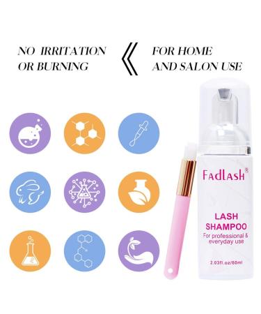 FADLASH Lash Shampoo 60ml - Professional Grade Eyelash Extension Cleanser for Gentle Foaming Cleanse - Ideal for Sensitive Skin - Salon & Self Use - Buy Online on SooperMarket.com