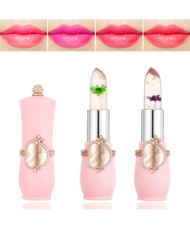 2 Pack Crystal Flower Jelly Lipstick PH Magic Temperature Color Change Lipstick Lip Gloss Lip Stick Long Lasting Nutritious Moisturizing Color Change Changing Tinted Lip Balm Lipstick Set (5+6)