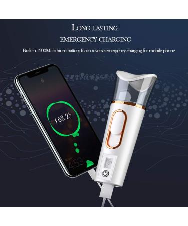 FATUXZ Handy Nano Mist Sprayer with Skin Analyzer Moisture Tester - Portable Facial Atomizer for Eyelash Extensions - Large Capacity Face Moisturizer for Hydration - Refreshing White - Buy Online on SooperMarket.com