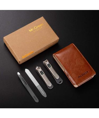 Premium 4PC Manicure Set for Men - Stainless Steel Nail Clippers & Leather Case - Perfect Gift - Buy Online on SooperMarket.com