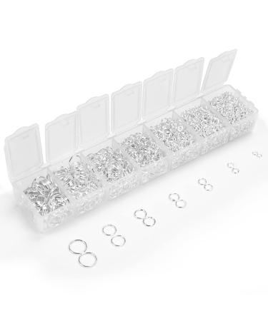 2300pc Assorted Silver Jump Rings for Crafts Jewelry Making Supplies - 7 Sizes (3mm to 10mm) DIY Open Jump Ring Hoops for Chain  Necklaces Links  Bracelets  Earrings  Keychain  Split ring for Crafting