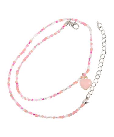 OFFSCH Colorful Heart Pendant Ladies Necklaces Bridal Necklace Beads Necklace Heart-Shaped Accessories Miss As Shown 5 49X2CM