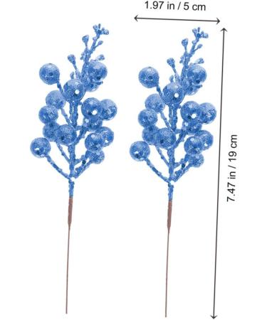 HOMSFOU 24 Pcs Christmas Imitation Berries Christmas Berries Picks Artificial Berry Twig Stem Gold Floral Picks Glitter Holly Berry Stem Xmas Red Fruit Home Decor Household Ribbon Foam Bluex2pcs 19X5X5CMx2pcs - Buy Online on SooperMarket.com
