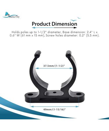 MARINE CITY Black Nylon Ladder Hooks - Pack of 2 | Easy Access Holder Bracket for Boats & Yachts | Light Weighted & Best Grip 1-1/2 Inches Pole Storage Clip - Buy Online on SooperMarket.com