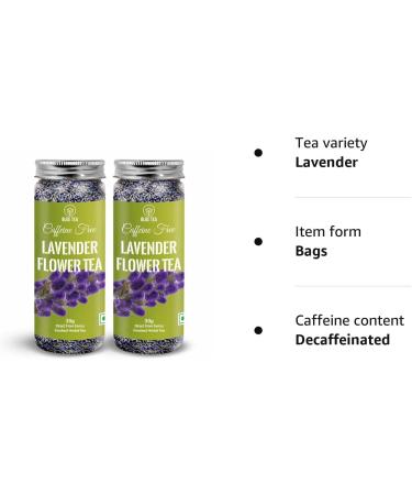 BLUE TEA - Lavender Tea - 60gm (Pack of 2) | Pure Lavender Flower Buds From Kashmir | Vegan Free - Non-GMO - Caffeine Free Eco-Sustainable Packaging| - Buy Online on SooperMarket.com