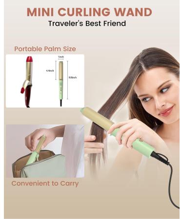 Mini Curling Iron 1 - Dual Voltage Travel Size for Short & Medium Hair | Adjustable Heat Fast Heating Includes Storage Bag & Gloves - Buy Online on SooperMarket.com