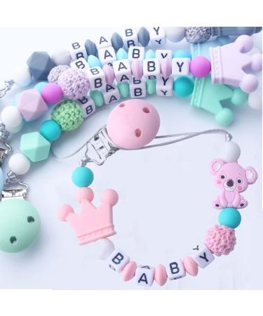 Personalized Pacifier Clip with Name | Custom Baby Pacifier Holder | Teething Toy & Gift for Newborn | Pink - Buy Online on SooperMarket.com
