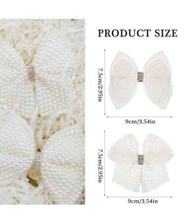 White 2PCS Pearls Hair Bow Clips - Cute Alligator Beads Hairgrip for Girls, Kids, Teens - Buy Online on SooperMarket.com