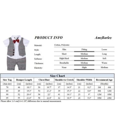 AmzBarley Baby Boys Gentlemans Outfit Suit | Long/Short Sleeve Shirt Pants Vest Bowtie Tuxedo Rompers | Grey 129 | 18-24 Months - Buy Online on SooperMarket.com