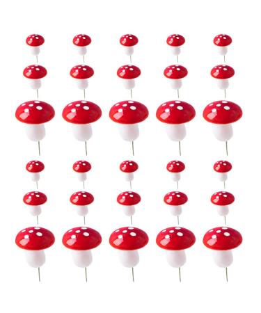 Didiseaon 30pcs Mini Foam Mushroom: Cupcake Toppers Food Picks Cute Tiny Mushrooms Dessert Decoration for Woodland Theme Birthday Party Garden Ornament Flower Pots Bonsai Micro Landscape