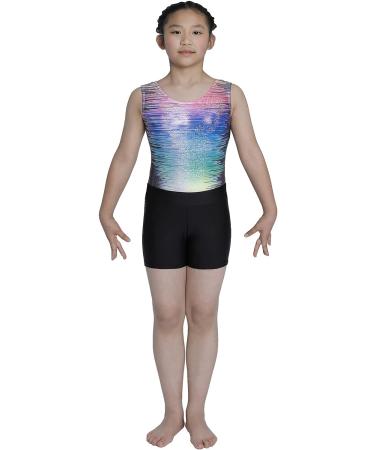 Aosva Girls Gymnastics Leotard Sparkle New Geometry Design | 9-10 Years (150CM) | Black Rainbow Set - Buy Online on SooperMarket.com