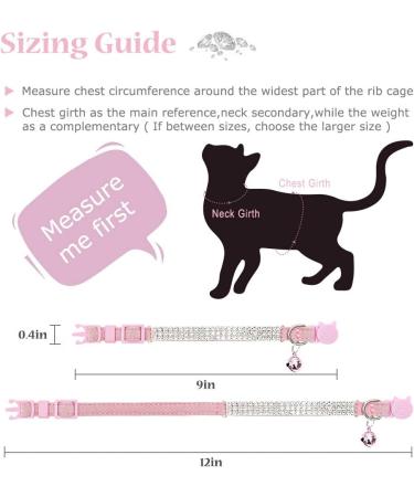 EXPAWLORER Cat Collar Breakaway with Bells - 2 Pack Rhinestone Diamante Collars for Cats and Small Dogs - Adjustable & Safe Velvet Collar in Black + Pink - Buy Online on SooperMarket.com