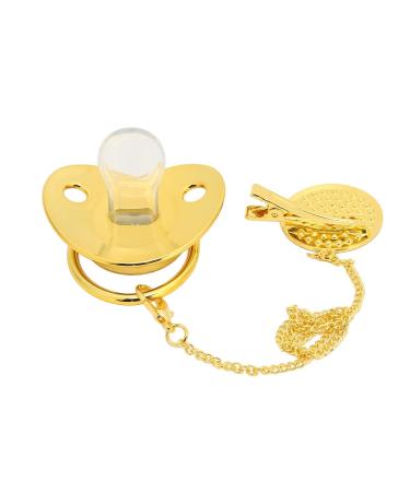 Golden Ultra-Light Silicone Pacifier for 0-6 Months | Soft BPA-Free Baby Pacifier with Clip | Safe & Stylish Infant Soother for 6-18 Months - Buy Online on SooperMarket.com
