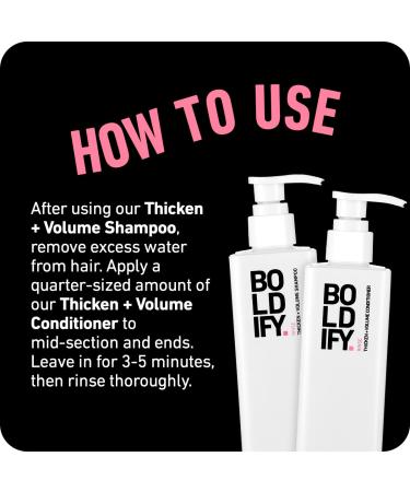 Boldify Shampoo + Conditioner Bundle - Natural Hair Retention & Anti Hair Loss Formula - Volumizing for Fine Hair - Vitamin Enriched for Thicker, Fuller Hair - Cruelty & Sulfate Free - Buy Online on SooperMarket.com
