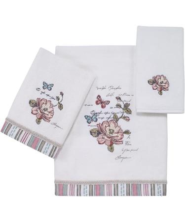Avanti Linens Butterfly Garden Collection White Embroidered Fingertip Towel | Soft & Absorbent Cotton Towel - Buy Online on SooperMarket.com