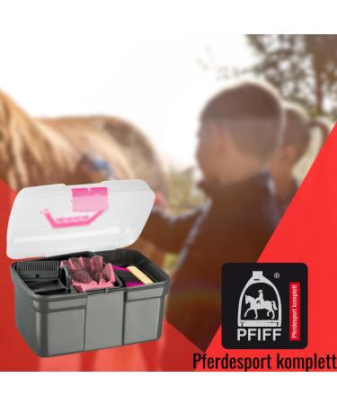 PFIFF 100576 Children's Grooming Box | 6-Piece Horse Care Kit in Grey - Ideal for Kids - Buy Online on SooperMarket.com