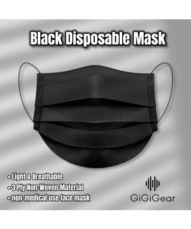 Black Disposable Face Mask | 3 Ply Layer | Face Dust Cover for Indoor Office | Restaurant Server Mask | Outdoor | Ships from CANADA (50pcs-black) 1 count (Pack of 50) - Buy Online on SooperMarket.com