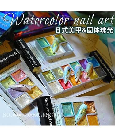12-Piece Shimmer Solid Watercolor Nail Paint Set - Metallic Powder for Nails - Buy Online on SooperMarket.com