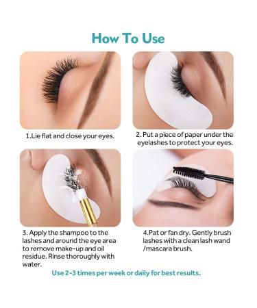 50ML Eyelash Extension Cleanser Kit with Makeup Brush - Daily Foaming Shampoo for Extensions and Natural Lashes - Buy Online on SooperMarket.com