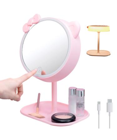 1PC Makeup Mirror with Light Vanity Mirror Rechargeable Touch Sensor LED Cosmetic Mirror for Travel Bedroom.