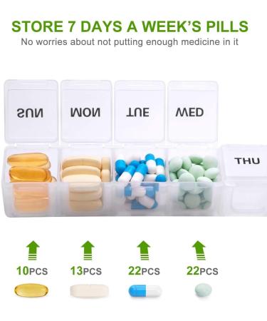 Large Weekly Pill Organizer Sukuos Large Daily Pill Cases for Pills/Vitamin/Fish Oil/Supplements (black+clear) - Buy Online on SooperMarket.com