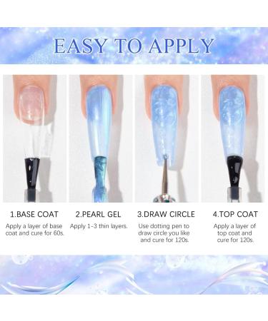 MIZHSE Pearl Gel Nail Polish Set - 6 Shimmer Colors | Pearlescent Shell Glitter | Soak Off UV Lamp Gel | White, Pink, Blue | BKJGLW208 - Buy Online on SooperMarket.com
