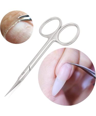 Cuticle Remover Scissors Professional Stainless Steel Cuticle Trimmer for Eyebrow Dead Skin Finger & Toe Nail Care Curved Scissors for Grooming (Silver-jiandao)