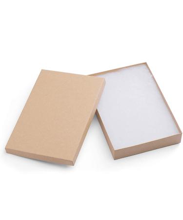 8x5.5x1.25 Cotton Filled Jewelry Gift Boxes  Kraft Cardboard Jewelry Boxes  Jewelry Gift Box for Necklace  Earring  Bracelet  Accessories  Bulk Jewelry Box for Small Business & Boutique  Brown 20 Pcs Brown-20Pcs