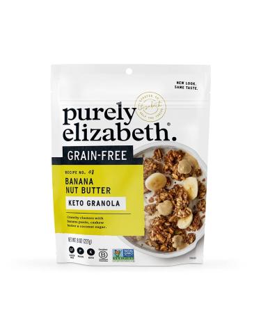 Purely elizabeth GrainFree Superfood Granola GlutenFree Vegan + Paleo Keto Certified Made With Organic Puree 8oz, Banana Nut Butter, 8 Ounce