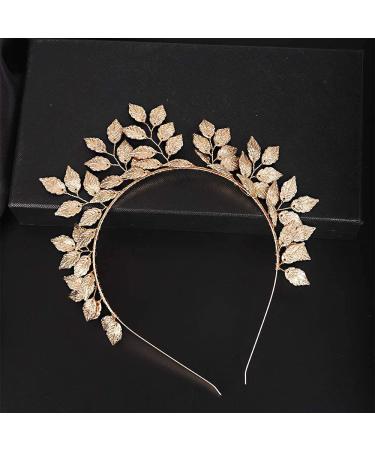 YERTTER Wedding Gold Leaf Tiara Hair Crown - Handmade Bride Hair Band for Bridal Greek Goddess Look - Perfect for Wedding, Prom, Birthday Party - Buy Online on SooperMarket.com