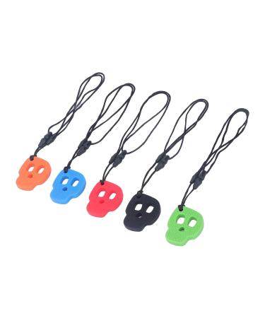 Buy Chewable Sensory Necklaces - 5 Pack Soft Silicone Skull Shape - Stress Relief Teething Necklace for Autism - International Shipping Available - Buy Online on SooperMarket.com
