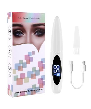 BYCUFF Electric Heated Eyelash Curler USB Charge Makeup Curling Kit Long Lasting Natural Eye Lash Curler White