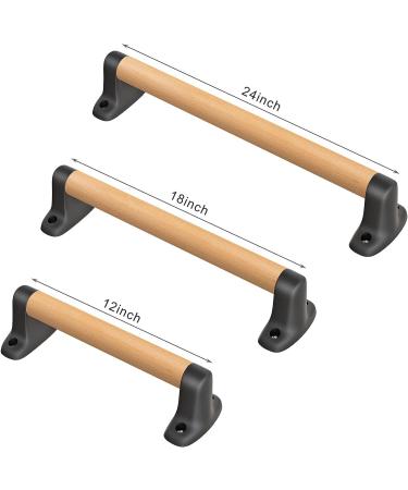 SELEWARE 12 Wood Handle Playground Safety Grab Bar - Indoor Outdoor Solid Beech Wood Handrail w/ Plastic Brackets - Buy Online on SooperMarket.com