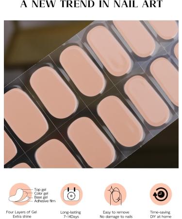 Ebanku 20pcs UV Gel Nail Film - Nude Pink Self-Adhesive Nail Stickers & Foil with Nail File for Women & Girls - Perfect for Nail Decoration - Buy Online on SooperMarket.com