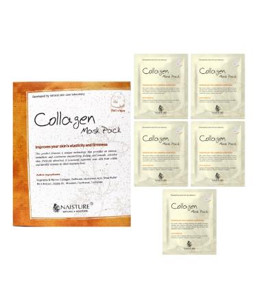 Vegetable Collagen 5-Pack Korean Face Mask: Smooth and Moisturizing Skincare Sheet Mask for All Skin Types. Ideal for Home Spa Self-Care and Perfect Gifts for Women and Men. Collagen 5pcs
