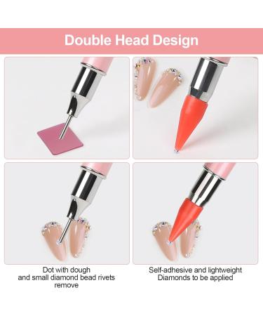 Omsscun 3 Pcs Rhinestone Picker Tool Dual-Ended Rhinestone Pen Rhinestone Applicator Gem Pick up Tool with Wax and Stainless Steel Heads for DIY Nail Art Diamond Painting (White + Pink + Blue) - Buy Online on SooperMarket.com