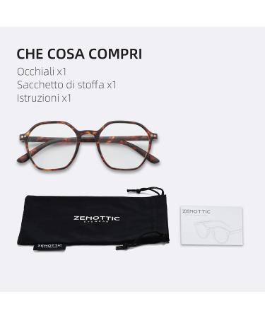 ZENOTTIC Blue Light Blocking Glasses - Hexagonal Eyewear for Men & Women | Anti Blue Ray Computer Glasses in Tortoise 0.0 x - Buy Online on SooperMarket.com