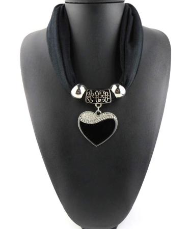 GUMEI Ethnic Style Heart Pendant Necklace with Nature Stone & Leopard Pattern Scarf - Buy Online on SooperMarket.com