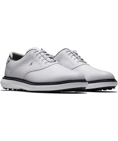 FootJoy Men's Fj Traditions Spikeless Golf Shoe - 44 EU Wide - White/Navy - Best for Comfort & Performance - Buy Online on SooperMarket.com