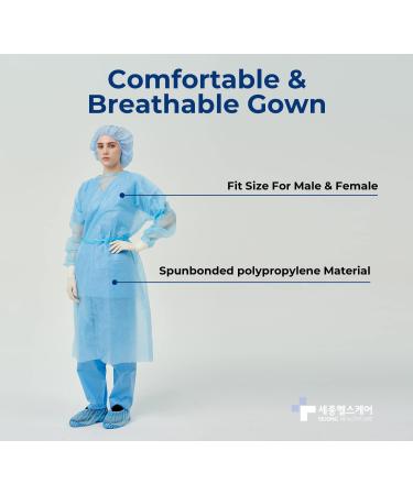 Disposable Isolation Gowns 10EA Non-Woven, Latex-Free with Knit Cuff 35g - Buy Online on SooperMarket.com